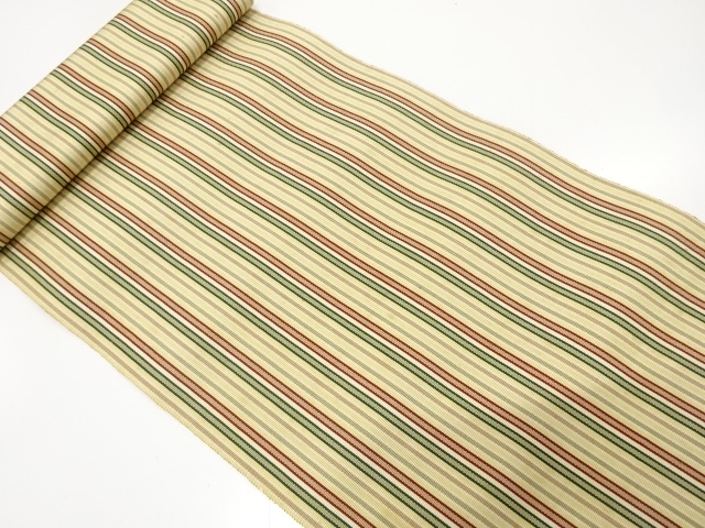 JAPANESE KIMONO / ANTIQUE BOLT FOR HASSUN OBI / SILK / WOVEN STRIPE